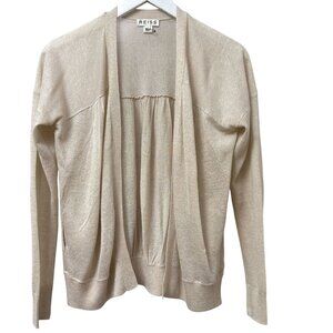 REISS Cardigan Size Medium Light Sweater Metallic Beige Gold Womens Top